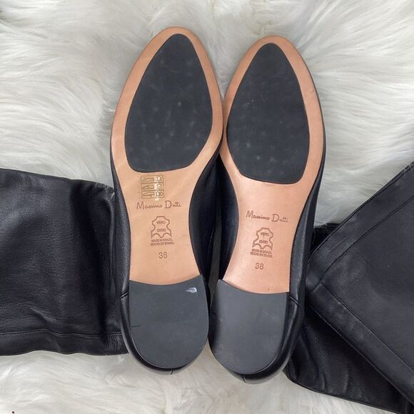 Massimo Dutti Black Leather Riding Boots Tall Boots 7.5 Equestrian Boots - Picture 5 of 8